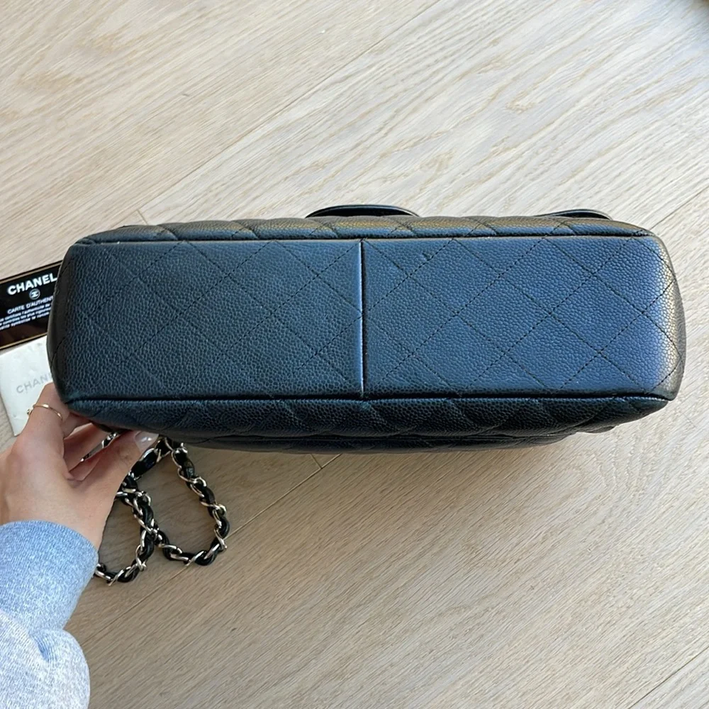 Chanel Jumbo Single Flap Black Caviar Silver Hardware - Picture 10 of 14